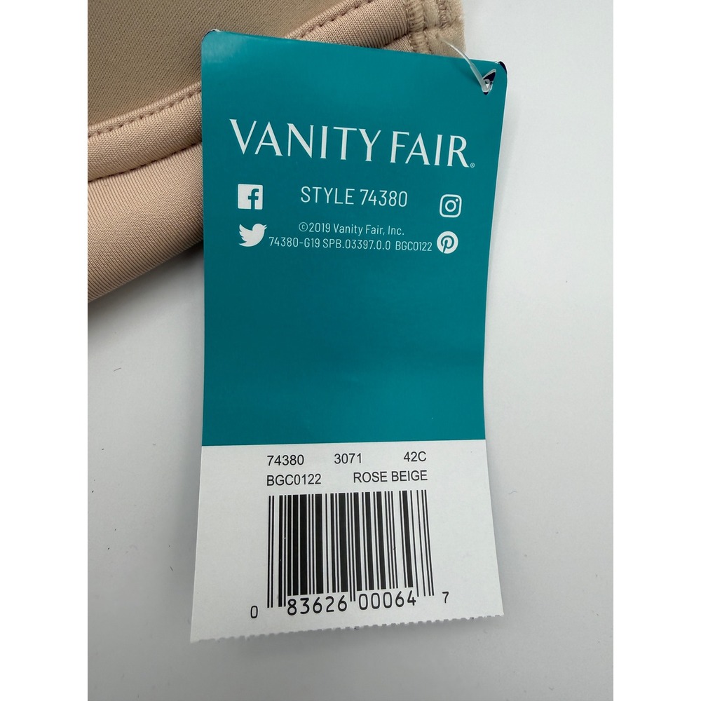 Vanity Fair Beauty Back Strapless Bra Women 42C Rose Beige 5-way Convertible NEW - Picture 4 of 7